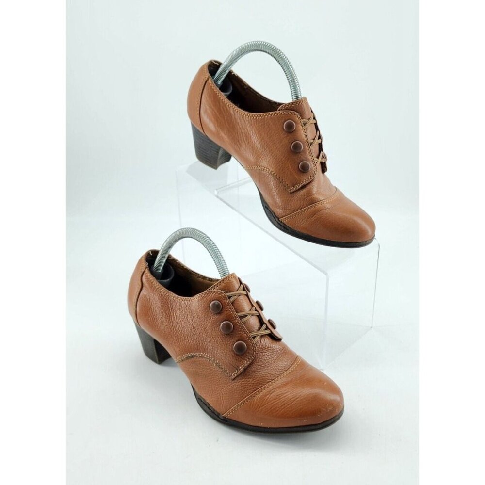Montana Artisan Crafted Womens Leather Cap Toe Heeled Booties Brown Leather 7.5M